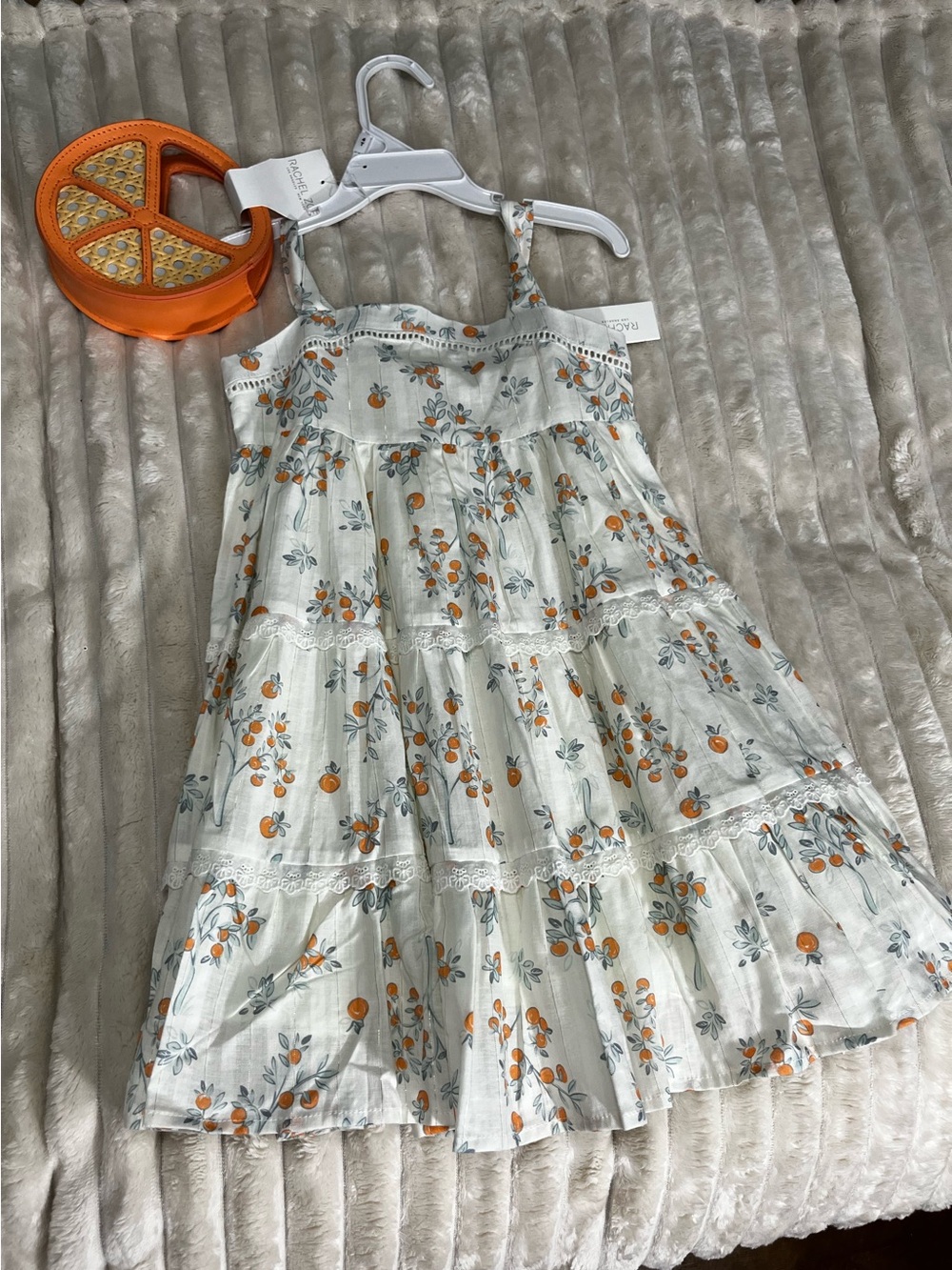 Rachel Zoe Cream Tiered Sundress with Orange Blossom Print